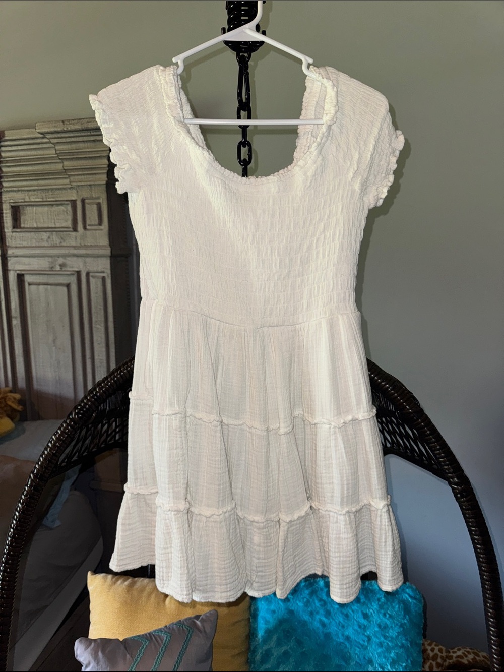 American Eagle Outfitters White Tiered Short Dress